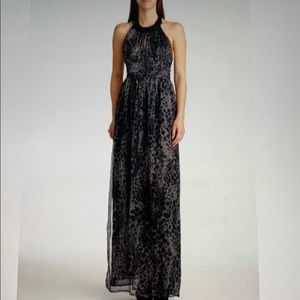 Eric Daman leopard print halter maxi dress